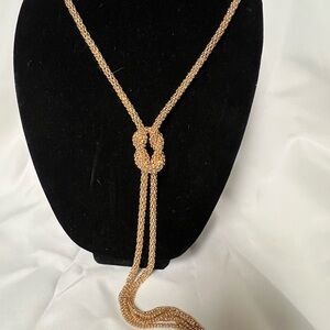Vintage  Gold tone  Knot Y. Tassels Necklace